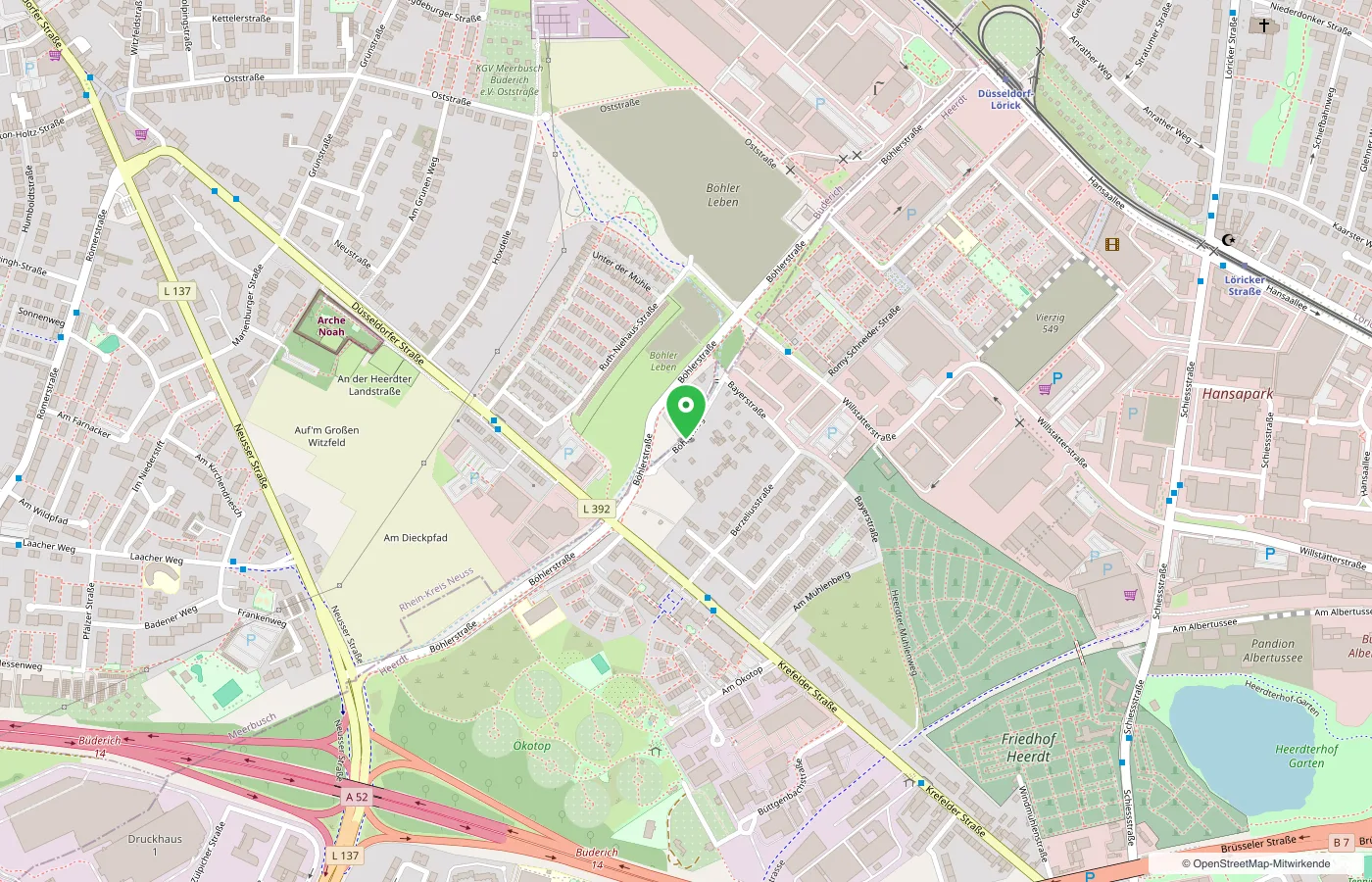 Kartenausschnitt: Böhlerweg 80, 40549 Düsseldorf